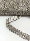 Beautiful 1-yard "Snake" 4-Row, Silver/Crystal Rhinestone Trim, Sparkling Sash for Wedding & Prom Dress, Croc Trim, Bling Strap Applique