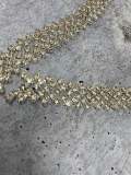 Beautiful 1-yard "Snake" 4-Row, Silver/Crystal Rhinestone Trim, Sparkling Sash for Wedding & Prom Dress, Croc Trim, Bling Strap Applique