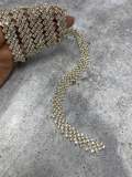 Beautiful 1-yard "Snake" 4-Row, Silver/Crystal Rhinestone Trim, Sparkling Sash for Wedding & Prom Dress, Croc Trim, Bling Strap Applique