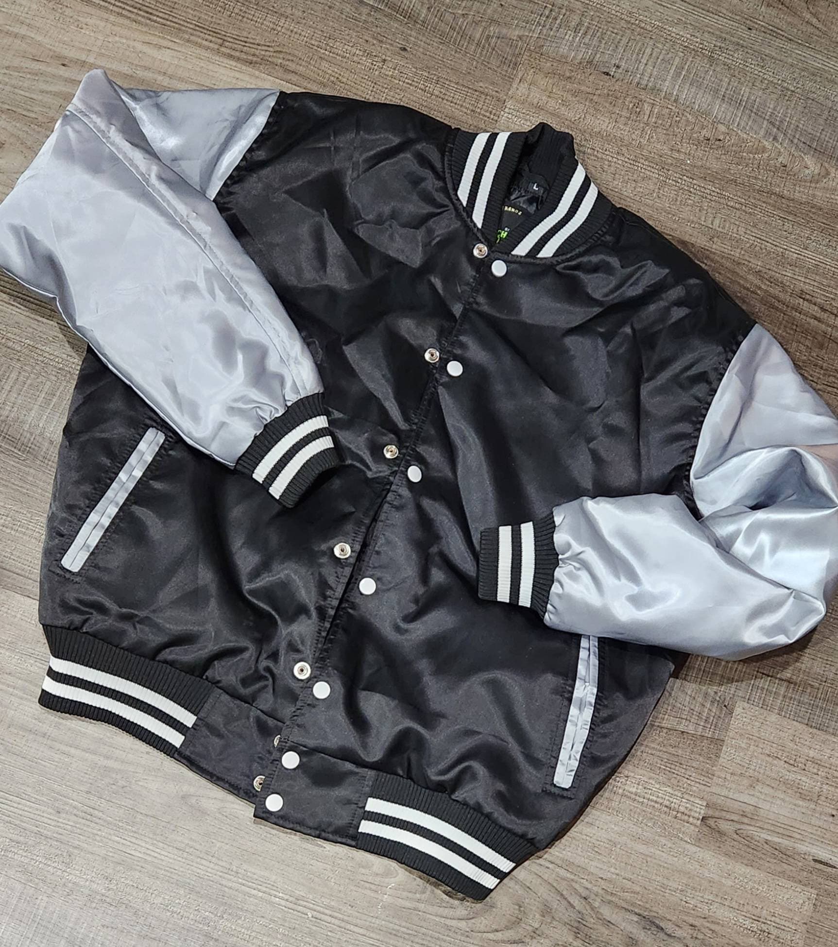 Limited Edition: Satin, Black Body, Gray Arms, White Stripes 