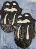 Sequins "Midnight BLACK" Lips & Tongue Kiss Patch, Iron-on Applique, Size 13" x 9", LARGE Bling Patch for Denim Jacket, Shirts, Hoodies