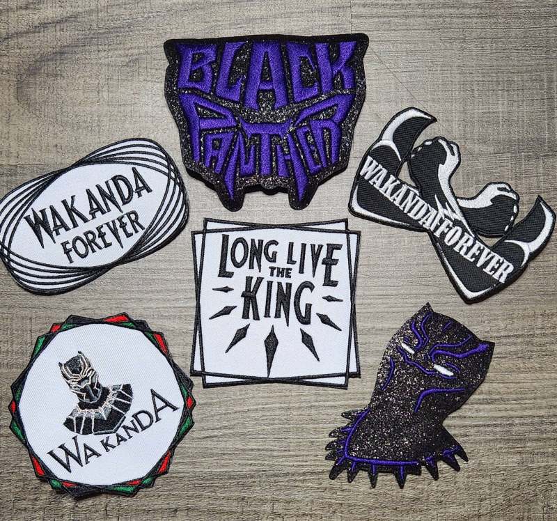 Wakanda Assorted 6-pc, Limited Edition Set, "Wakanda Forever" Iron-On Patches, Patch Grab Bag, Patches for Black Panther Fans, Movie Wear