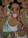 Exclusive, Size 4", 1-pc Cool "Bubble Pop" Pink Bubble Iron-on Embroidered Patch; Hip-hoppin', Bubble Poppin' Queen, Black Girl Magic Patch