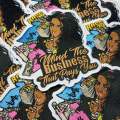 New SIZE, Mind the Business That Pays You, 4" Iron-on Patch,Applique for Clothing, Glam Girl, Girl Boss Patch for Hats, Crocs, and Jackets