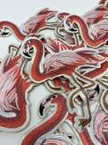 Cool, "Pink Flamingo" Iron-on Embroidered Patch, Size 5.5" Go Slow Sloth Applique