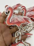 Cool, "Pink Flamingo" Iron-on Embroidered Patch, Size 5.5" Go Slow Sloth Applique
