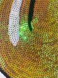 Sequins Yellow Iridescent KISS Lips and Tongue Patch (iron-on) Size 13", LARGE Bling Patch for Denim Jacket, Shirts, Hoodies, and More