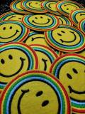 Super Happy "Colorful Face Emoji" Circular Patch, Embroidered Iron On Patch, Fashion Patch for Clothing, 3-inch x 3-inch badge