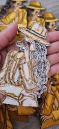 Stogie Chic 1-pc "GOLD" Fedora/Blazer/Cigar, Smoking Patch, Iron-on Applique for Clothing, Hats, Crocs, Bags, and more!! Size 4.5"