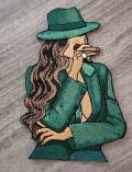 Stogie Chic 1-pc "EMERALD GREEN" Fedora/Blazer/Cigar, Smoking Patch, Iron-on Applique for Clothing, Hats, Crocs, Bags, and more!! Size 4.5"