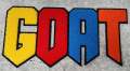 NEW, 1-pc Colorful "GOAT" Chenille Iron-On Patch, Size 9"x5", Large Patch for Varsity Jackets, Denim Jackets, Shirts, & Hoodies