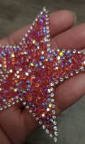 New, Hot Pink AB Rhinestone "Star" Bling Patch, Size 3", Cool Applique For Clothing, Iron-on Patch, Small Patch for Jackets, DIY Projects
