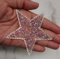 New, LIGHT Pink AB Rhinestone "Star" Bling Patch, Size 3", Cool Applique For Clothing, Iron-on Patch, Small Patch for Jackets, DIY Projects