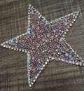 New, LIGHT Pink AB Rhinestone "Star" Bling Patch, Size 3", Cool Applique For Clothing, Iron-on Patch, Small Patch for Jackets, DIY Projects