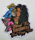 New SIZE, Mind the Business That Pays You, 4" Iron-on Patch,Applique for Clothing, Glam Girl, Girl Boss Patch for Hats, Crocs, and Jackets