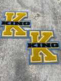 Varsity Monogram Letter, 1-pc, "K" King, Chenille Iron-on Patch, Size 6", Gold|Blue|White|Black, Patch for Men's Jacket, Hoodies, & More