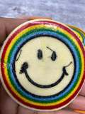 Super Happy "Colorful Face Emoji" Circular Patch, Embroidered Iron On Patch, Fashion Patch for Clothing, 3-inch x 3-inch badge
