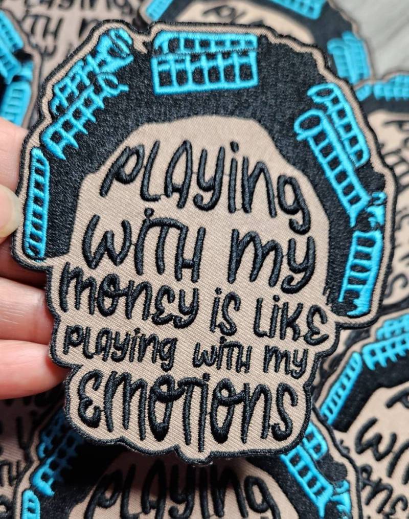 Funny Movie Quotes Patch, 1-pc "Playing with My Money, Is Like" Statement Patch, Size 4", Applique for Clothing Iron-On Embroidered Patch
