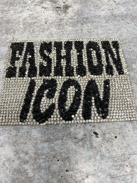 NEW, Blinged Out "Fashion Icon" Rhinestone Patch with Adhesive, Rhinestone Applique, Size 5"x2.5", Czech Rhinestones, DIY Applique