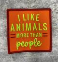 Vegan Collection: New, 1-pc, "I Like Animals More Than People", Sz 3", Iron-on Embroidered Patch, Gift for Vegans, Cute Patch Jackets, Hat