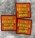 Vegan Collection: New, 1-pc, "I Like Animals More Than People", Sz 3", Iron-on Embroidered Patch, Gift for Vegans, Cute Patch Jackets, Hat