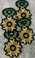 New, 2-pc Regal "Crown" Embroidered Patch, Iron-on Heraldic Royalty Crest, w Metallic Gold Thread, Small, 3" Patch for Jackets & Blazers