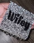 1-pc, Sparkling Statement: "WIFEY Rhinestone Patch" w/Crystal Bling Tassels, Iron-on Applique, Size 5"x6" Czech Rhinestones, DIY Fashion