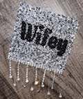 1-pc, Sparkling Statement: "WIFEY Rhinestone Patch" w/Crystal Bling Tassels, Iron-on Applique, Size 5"x6" Czech Rhinestones, DIY Fashion