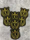 New, Gold Royal "K" (KING), 1-pc, Metallic Royalty Crest, Size 3.5", Iron-on Embroidered Patch, Patch for Men, Jackets, Hats, and More