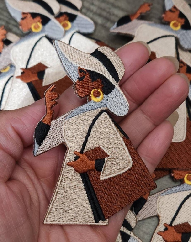 New, "Sunday Soul Chic (w/Full Body & Purse)" Afrocentric-Diva Patch, Size 4" Iron-on Embroidered Patch, DIY, Craft Supplies, Melanin Magic