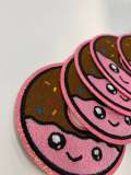 NEW, Adorable 1-pc "Sprinkle Donut" Patch w/Pink GLITTER, Cute Patch for Girls, iron-on Patch, Denim & Crocs Patch for Little Girls, Size 3"
