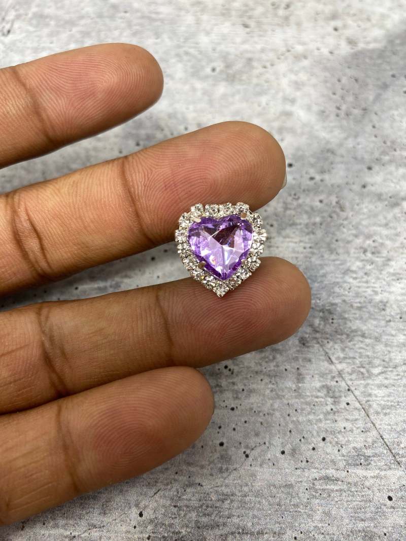 Exclusive PURPLE "Blinging Heart" Girly Charm for CR O CS; Symbolic Statement Charms for Clogs; Cute for Shoes & Silicone Bracelets, 1-pc