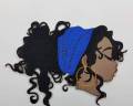 Fly Nubian Blue "Head Wrap," 4-inch, Iron-on Embroidered 3D Afrocentric Patch; Cute Black Girl Patch