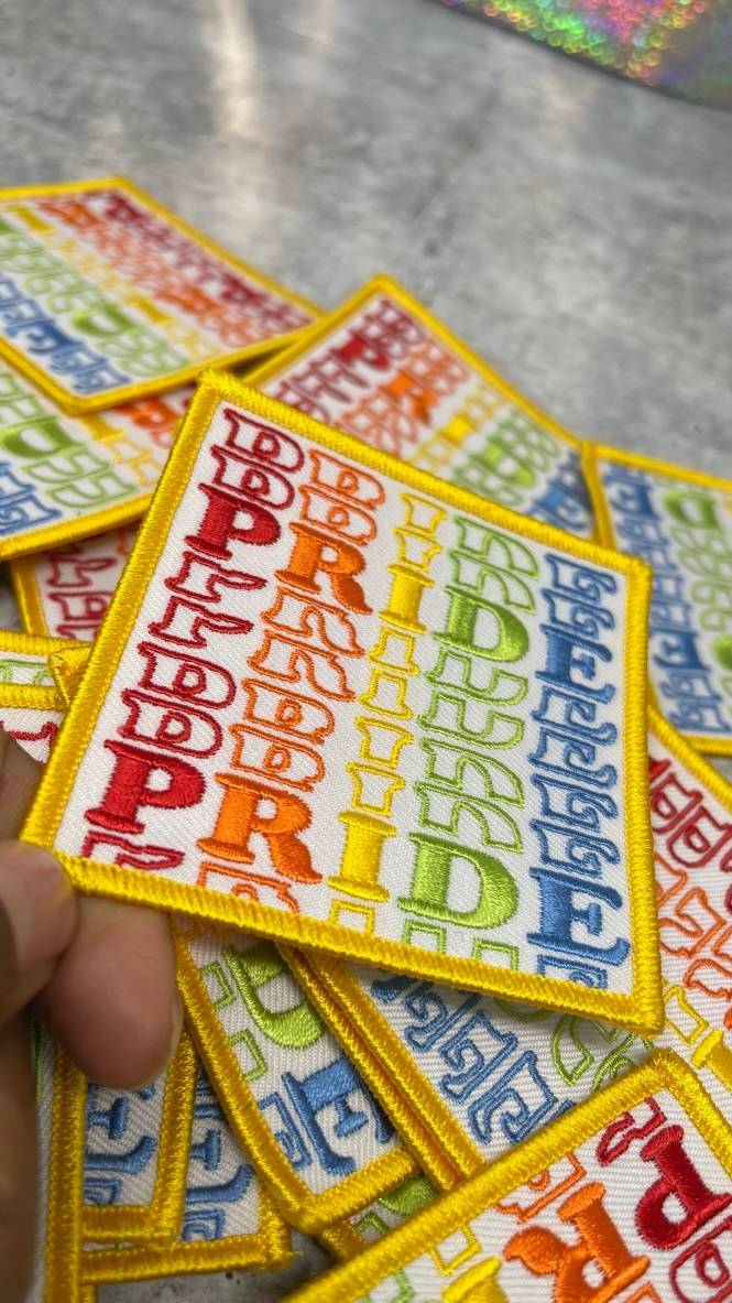 Pride Collection: 1-pc, PRIDE Rainbow Bag, Sz 3"x3" Embroidered Iron-on Patch/LGBTQ Patch for Jackets, Hats, Crocs, Bags, & More,Pride Gifts