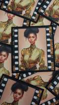 Luxury Collection: "Lights, Camera, Action Queen" Sz 4", 1-pc, Digital Patch w/ Embroidered Satin Border & Iron-On Backing, Jacket Patch