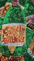 NEW, Sparkling Bubbly - 12" Iron-on, Sequins and Embroidered Wine Bottle LARGE Patch Perfect for Denim Jacket, Shirts, Hoodies, and More