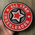 Embroidered "All-Star Cheerleader" Red/White, Cheerleading Patch, Iron-on Applique for Jackets, Camo, & Bags, Size 6", Cheerleader Patch