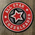 Embroidered "All-Star Cheerleader" Red/White, Cheerleading Patch, Iron-on Applique for Jackets, Camo, & Bags, Size 6", Cheerleader Patch