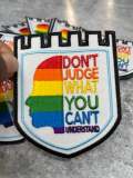 Pride Collection: 1-pc, "You Can't Judge", Sz 3.5" Embroidered Iron-on Patch/LGBTQ Patch for Jackets, Hats, Crocs, Bags, & More,Pride Gifts