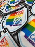 Pride Collection: 1-pc, "You Can't Judge", Sz 3.5" Embroidered Iron-on Patch/LGBTQ Patch for Jackets, Hats, Crocs, Bags, & More,Pride Gifts