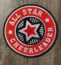 Embroidered "All-Star Cheerleader" Red/White, Cheerleading Patch, Iron-on Applique for Jackets, Camo, & Bags, Size 6", Cheerleader Patch