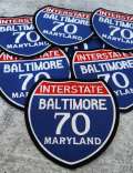Collectable 1-pc, "BALTIMORE, 4" Interstate 70" Iron-On Embroidered Patch; Popular Maryland Emblem, Red/White/Blue Badge,Patch for Jac