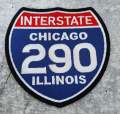 Collectable 1-pc, "CHICAGO 4" Interstate 290" Iron-On Embroidered Patch; Popular Chicago Emblem, Red/White/Blue Badge, Patch for Jackets