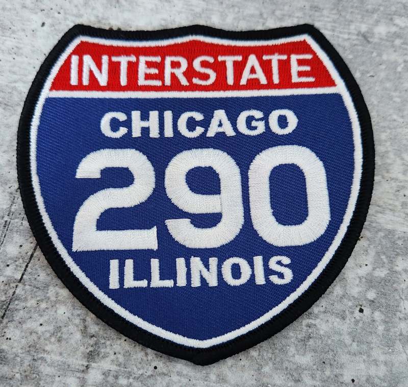 Collectable 1-pc, "CHICAGO 4" Interstate 290" Iron-On Embroidered Patch; Popular Chicago Emblem, Red/White/Blue Badge, Patch for Jackets