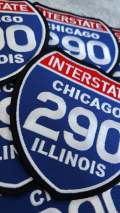 Collectable 1-pc, "CHICAGO 4" Interstate 290" Iron-On Embroidered Patch; Popular Chicago Emblem, Red/White/Blue Badge, Patch for Jackets