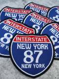 Collectable 1-pc, "NEW YORK 4" Interstate 87"  Iron-On Embroidered Patch; Popular New York Emblem, Red/White/Blue Badge, Patch for Jackets