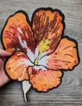 NEW 1-pc, 10" ORANGE Sequins and Embroidered Flower, Vibrant Embroidered Sew-on Floral Patches, Large Patches for Clothing