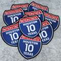 Collectable 1-pc, "HOUSTON 4" Interstate 10" Iron-On Embroidered Patch; Popular Texas Emblem, Red/White/Blue Badge, 1-pc, Patch for Jackets