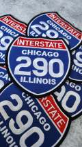 Collectable 1-pc, "CHICAGO 4" Interstate 290" Iron-On Embroidered Patch; Popular Chicago Emblem, Red/White/Blue Badge, Patch for Jackets