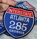Collectable 1-pc, "ATLANTA 4" Interstate 285" Iron-On Embroidered Patch; Popular Georgia Emblem, Red/White/Blue Badge, Patch for Jackets